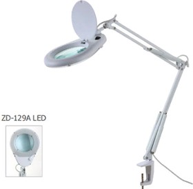 ZD-129A LED, Лупа на струбцине круглая настольная 5D с LED подсветкой 15Вт, белая