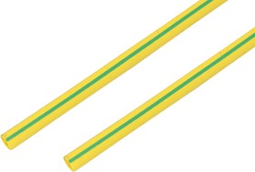 Фото 1/2 21-0007, Трубка термоусаживаемая ТУТ нг 10,0/5,0мм, желто-зеленая, упаковка 50 шт. по 1м