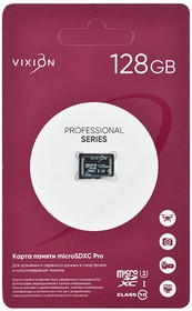 Карта памяти MicroSDXC Pro 128GB VIXION Class 10 UHS-I U3 без адаптера
