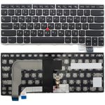 Клавиатура для ноутбука Lenovo ThinkPad T470s черная с серебристой рамкой ...
