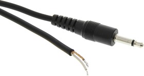 32HR07884X, Male 3.5mm Mono Jack to Unterminated Aux Cable, Black, 1.98m