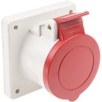423.1666, IP44 Red Panel Mount 3P + E Industrial Power Socket, Rated At 16A, 415 V