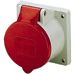 1399, IP44 Red Panel Mount 4P Industrial Power Socket, Rated At 32A, 400 V