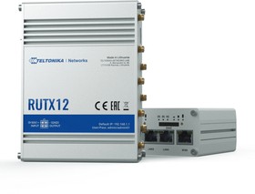 Фото 1/5 Маршрутизатор Teltonika RUTX12 (RUTX12000000) ДВА модема 4G (LTE) cat6 / 3G . 2x SIM / W-Fi 5 / 4x Gigabit RJ-45 / USB 2.0 / GPS/GNSS / BLE