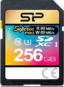 SP256GBSDXCU3V10, Флеш карта SD 256GB Silicon Power Superior Pro SDXC Class 10 UHS-I U3 90/80 Mb/s