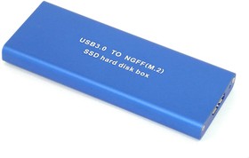 Бокс для SSD диска NGFF (M2) с выходом USB 3.0 алюминиевый, синий