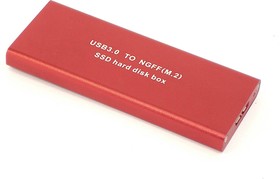 Бокс для SSD диска NGFF (M2) с выходом USB 3.0 алюминиевый, красный
