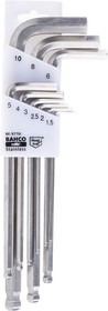 Фото 1/7 BE-9770I, 9 piece L Shape Metric Hex Key Set, 1.5 → 10mm