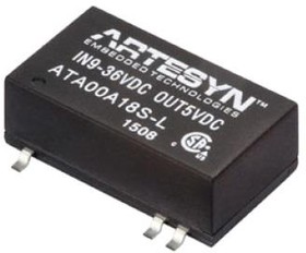 ATA00C18S-L, Isolated DC/DC Converters - SMD 3W, 9 - 36Vin, Single, 15Va.0.2A, 23.8 x 13.7 x 8mm, 80% efficiency, SMT