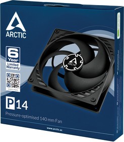 Фото 1/9 Вентилятор Arctic Cooling Вентилятор корпусной ARCTIC P14 (black/black) - retail (ACFAN00123A) (701549) {56}