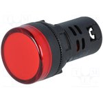 L22 220VAC R, Индикаторная лампа, 22мм, L22, -20-60°C, Подсвет: LED 230ВAC, IP65