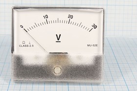 Фото 1/3 Головка измерительная Вольтметр, размер 80x65 мм, 30В, марка MU52E, точность 2.5