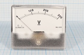 Фото 1/3 Головка измерительная Вольтметр, размер 80x65 мм, 300В, марка MU52E, точность 2.5