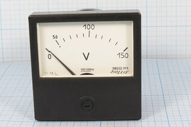 Фото 1/3 Головка измерительная Вольтметр, размер 80x80 мм, 150В~ 400-500Гц, марка Э8032-М1