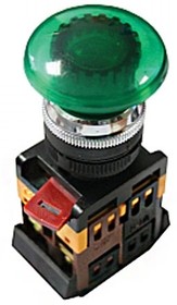 Кнопка AELA-22 грибок, зеленая, с подсветкой NO+NC 2 pbn-aela-1g-220
