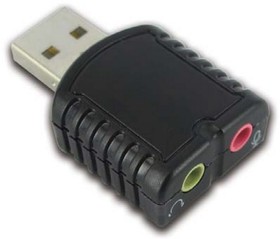 Фото 1/2 Контроллер Speed Dragon Звуковая карта FG-UAU02D-1AB-BU01 Tiny USB Stereo Sound Adapter (24bit 96kHz), SSS1700 black case, Bulk packing