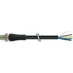 7000-P4221-P041000, Straight Female 5 way M12 to Unterminated Power Cable, 10m