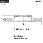 C6R218B, Диск тормозной зад. ADVICS