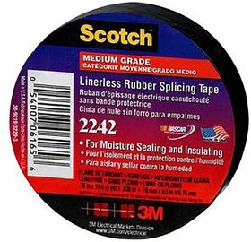 2242-3/4X15FT, Linerless Electrical Rubber Tape - 3/4 in x 15 ft - 1 in core - Black.