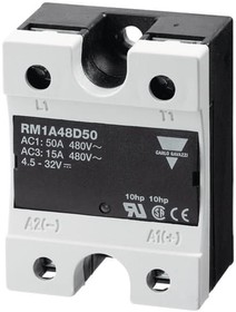 Фото 1/4 RM1A23A50, Solid State Relay, 50 A rms Load, Panel Mount, 265 V Load, 48 V dc, 280 V ac Control