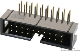 Фото 1/2 MC-254-20-00-RA-DIP, Pin Header, Wire-to-Board, 2.54 мм, 2 ряд(-ов), 20 контакт(-ов), Through Hole Right Angle, MC 254