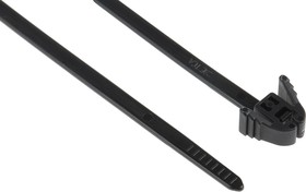 Фото 1/3 115-40200 REZ200-PA66-BK, Cable Tie, Releasable, 200mm x 4.7 mm, Black Polyamide 6.6 (PA66), Pk-100