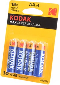 Фото 1/2 Kodak MAX Super Alkaline LR6 BL4, Элемент питания