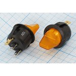 Рычажный переключатель (тумблер), 220В, 6А, переключение ON-OFF, d20, ILжелтый ...