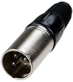 Фото 1/2 1-503 BK, разъем XLR 3 контакта штекер металл цанга на кабель черный