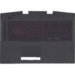 Клавиатура (топ-панель) для ноутбука HP Omen 17-CB черная с черным топкейсом и ...