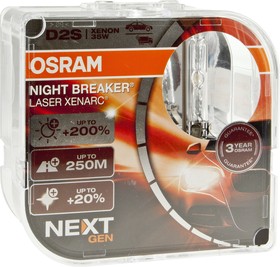 66240XNN2(EURO), Лампа ксеноновая D2S 35W P32d-2 +200% 4500K 85V евробокс (2шт.) Night Breaker Laser NextGen OSRAM