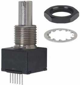Фото 1/4 5V dc 32 Pulse Optical Encoder with a 6 mm Slotted Shaft, Through Hole, Axial PC Pin