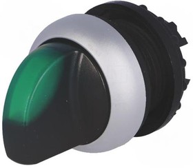 Фото 1/2 M22-WRLK-G, Переключатель с поворотной ручкой 2-х позиционный 60, c фиксацией, цвет зеленый с подсветкой