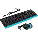 Клавиатура + мышь A4Tech Fstyler F1010 клав:черный/синий мышь:черный/синий USB ...