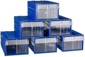 Фото 1/7 Пластиковый короб Стелла-техник C-2-К6-синий-прозрачный , 140х250х100мм, комплект 6 штук