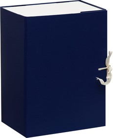 Архивный короб с завязками разборный, бумвинил, 150 мм, синий клапан МГК 284723