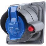 0 520 02, HYPRA IP44, IP45 Blue Panel Mount 2P + E Right Angle Industrial Power ...
