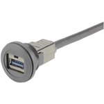 09454521970, Гнездо USB, 22мм, har-port, -25-70°C, d22,3мм, IP20, Цвет: черный