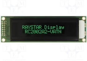 RC2002A2-LLG-JSVE, Дисплей: LCD, алфавитно-цифровой, VA Negative, 20x2, LED, PIN: 16