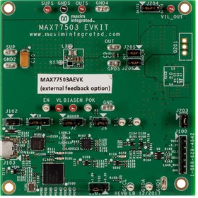 Фото 1/2 MAX77503AEVKIT#, Evaluation Board, MAX77503A DC/DC Converter, Step Down, 0.8V To 13.86V, 1.5A Out