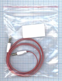 Аудио кабель Jack 3.5 - Jack 3.5, 1м (плоский кабель) красный
