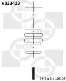 Фото 1/2 V033413, V033413_клапан впускной! 26.9x6x105.1\ Audi A3-A8, VW Golf/Passat 1.8/2.7/2.8 94
