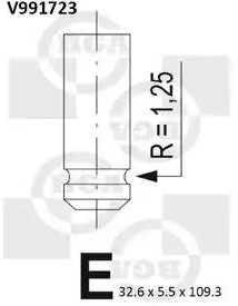 V991723, Клапан впускной RENAULT [K4M 690, K4M 696, K4M 706, K4M 730, K4M 750, K4M 752, K4M 753]