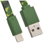 USB Дата-кабель для Apple Lightning 8-pin плоский Army Printing 1 метр (зеленый ...