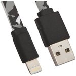 USB Дата-кабель для Apple Lightning 8-pin плоский Army Printing 1 метр (черный ...