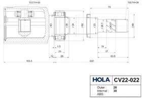 CV22022, ШРУС ВНУТРЕННИЙ NISSAN QASHQAI J10,JJ10 1,6 26/30 ШЛ. ПРАВЫЙ (HOLA) CV22022