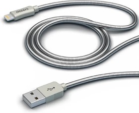 Фото 1/4 72272, Дата-кабель Metal USB - 8-pin для Apple, алюминий, MFI, 1.2м, стальной , Deppa