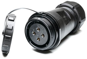 Circular Connector, 4 Contacts, Cable Mount, Socket, Female, IP68