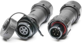 Circular Connector, 5 Contacts, Cable Mount, Plug and Socket, Male and Female Contacts, IP67