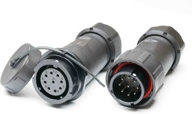 Circular Connector, 9 Contacts, Cable Mount, Plug and Socket, Male and Female Contacts, IP67